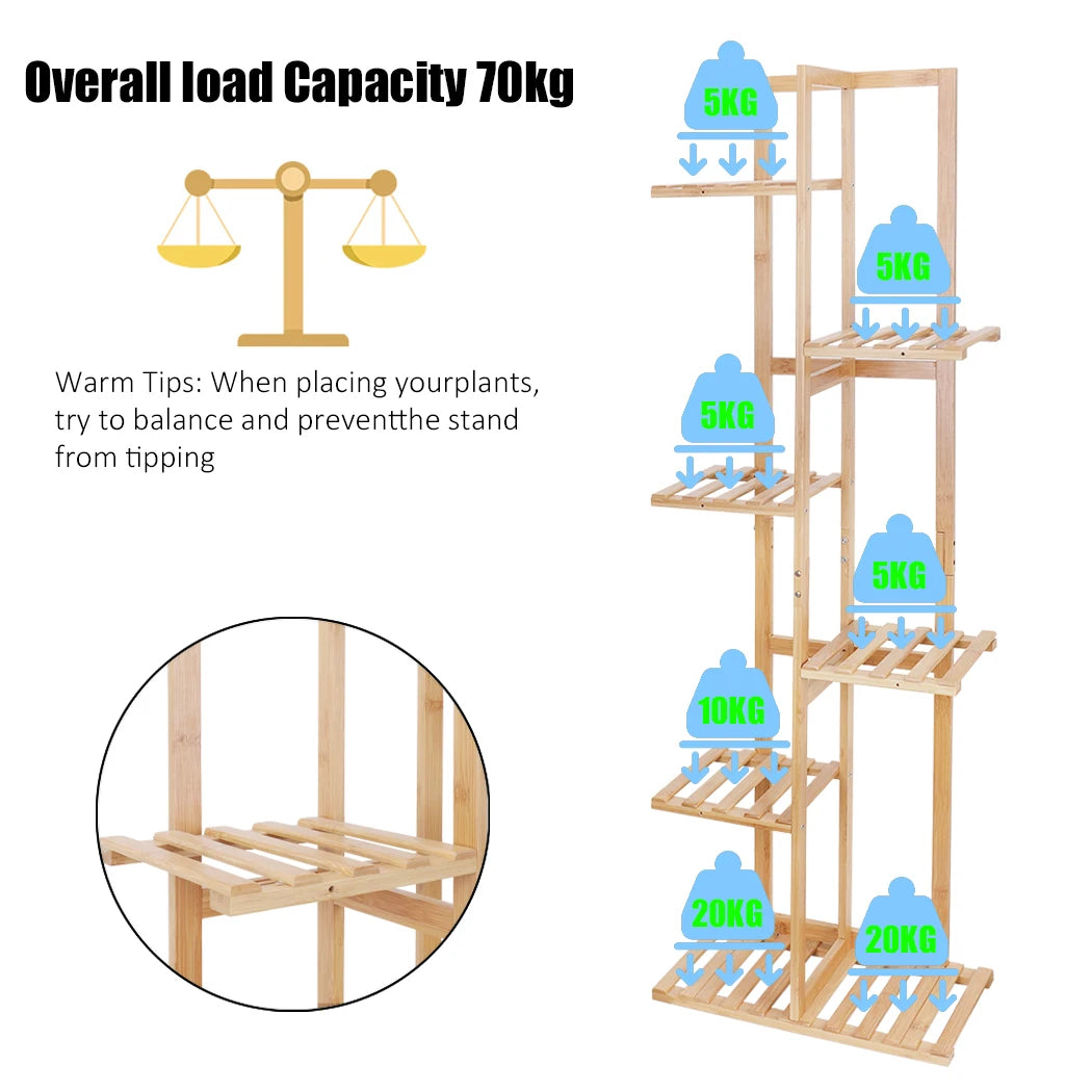 Bamboo Corner Tall Plant Stand Rack Multiple Flower Holder Shelf Indoor Outdoor    Home Decor Supply | Online Retail | ShoreShopper.com