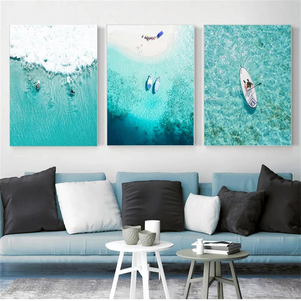 Beach Blue Ocean Wave Sea Water Surf Posters And Prints Coastal Seascape Canvas Painting Wall Art Picture Living Room Home Decor    Your Coastal Marketplace | Shoreshopper.com