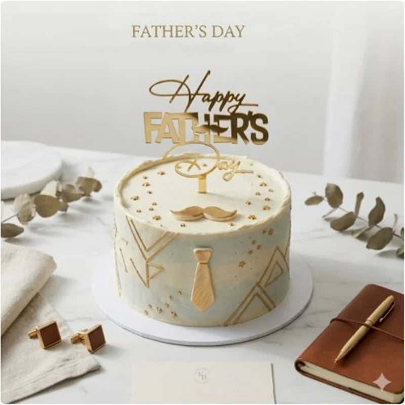 2026 Father's Day Birthday Cake Topper Decoration Gold Acrylic DAD Cake Flag Father's Day Party Cake Toppers Dessert Ornament    Your Coastal Marketplace | Shoreshopper.com