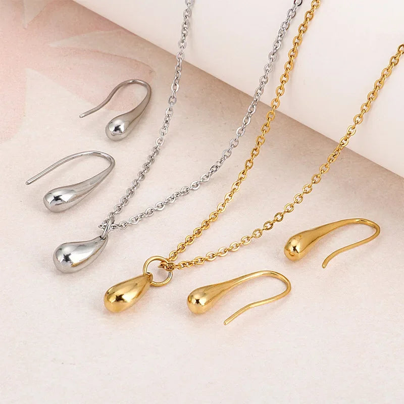 4PC Simple Ring Necklace Bracelet Earrings Four-piece Set Suitable for Engagement Jewelry Fashion Teardrop Jewelry Set for Women    Home Decor Supply | Online Retail | ShoreShopper.com