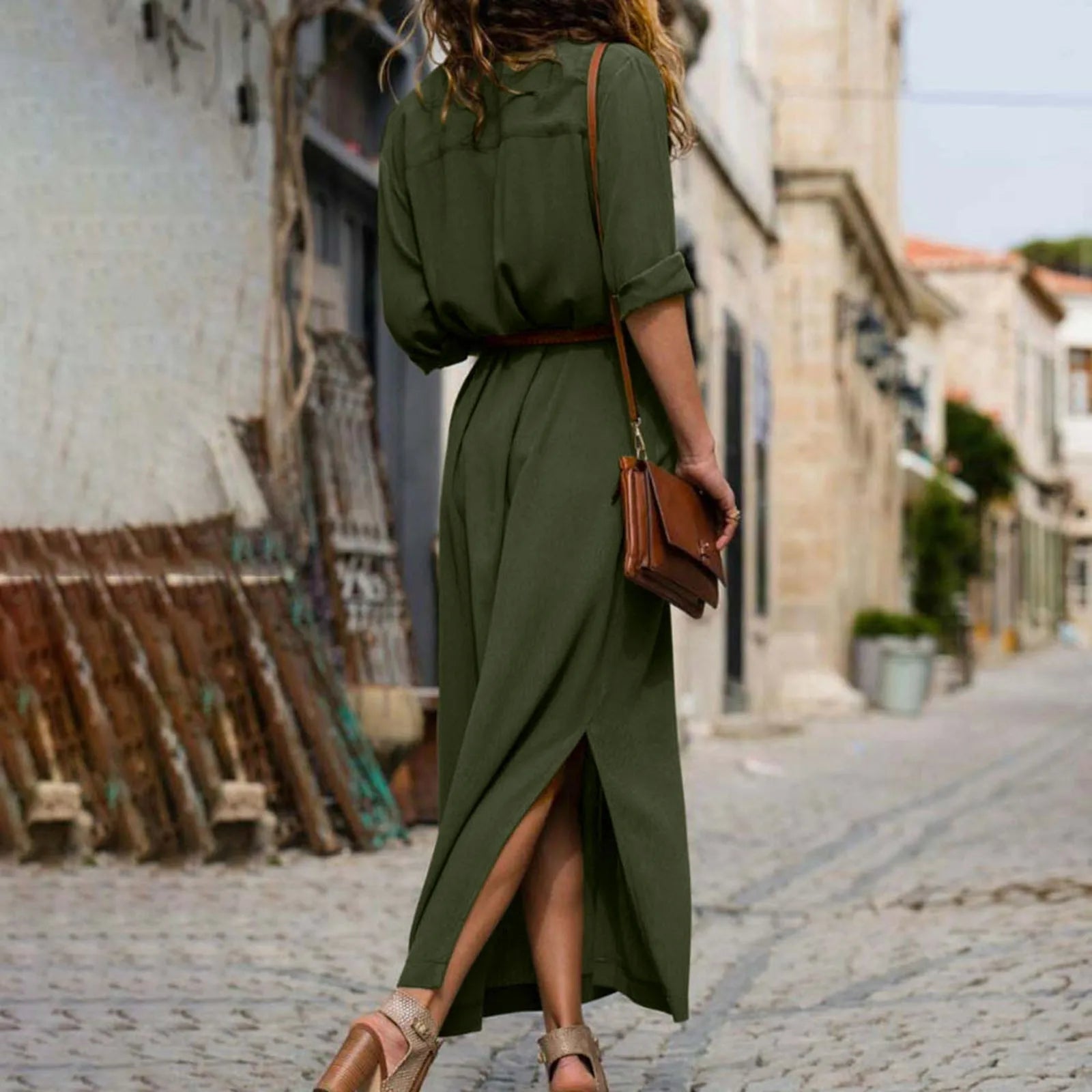 Womens Lace Up Tunic Dresses Summer Streetwear Long Sleeve Shirt Dresses With Belt casual Solid Color Linen Maxi Dress for women    Home Decor Supply | Online Retail | ShoreShopper.com