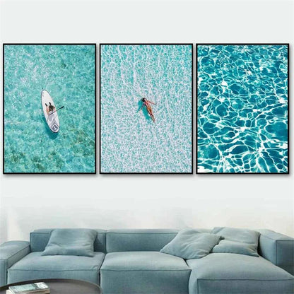Beach Blue Ocean Wave Sea Water Surf Posters And Prints Coastal Seascape Canvas Painting Wall Art Picture Living Room Home Decor