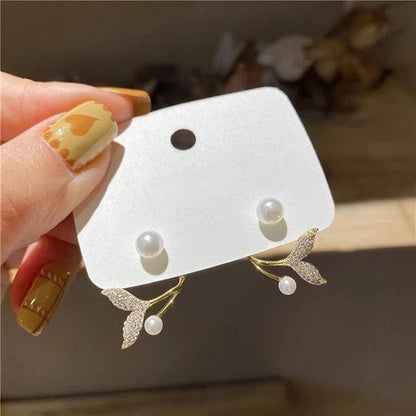 Upscale 14k Gold Jewelry Real Gold  Earrings Zircon Pearl Twist Luxury Stud Earrings for Women Brincos Pendientes Bijoux    Home Decor Supply | Online Retail | ShoreShopper.com