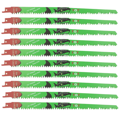 10Pcs 6-9.5-12 Inch Long Reciprocating Saw Blades 5-6Tpi Hcs 150mm Saber Blades for Cutting Wood Pvc for Bosch Makita Dewalt DIY Tool - ShoreCo.Shop