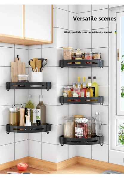 Bathroom Shelves Organizer No Punching Required Kitchen Corner Shelf Racks Shampoo Makeup Storage Holder Shower Towel Caddy Rack    Home Decor Supply | Online Retail | ShoreShopper.com
