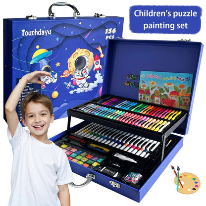 Cartoon Art Supplies,156 Pack Painting Drawing Art Kit ,Deluxe Double Layers Art Set Tool,Colored Pencils,Oil Pastels,Watercolor    Home Decor Supply | Online Retail | ShoreShopper.com