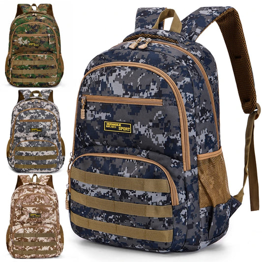 Camouflage large-capacity backpack - adjustable shoulder strap, outdoor theme style, zipper closure, ideal for hiking - ShoreCo.Shop