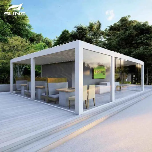 Outdoor Opening Gazebo Automatic PVC Pergola Retractable Roof Systems Metal Folding Roof