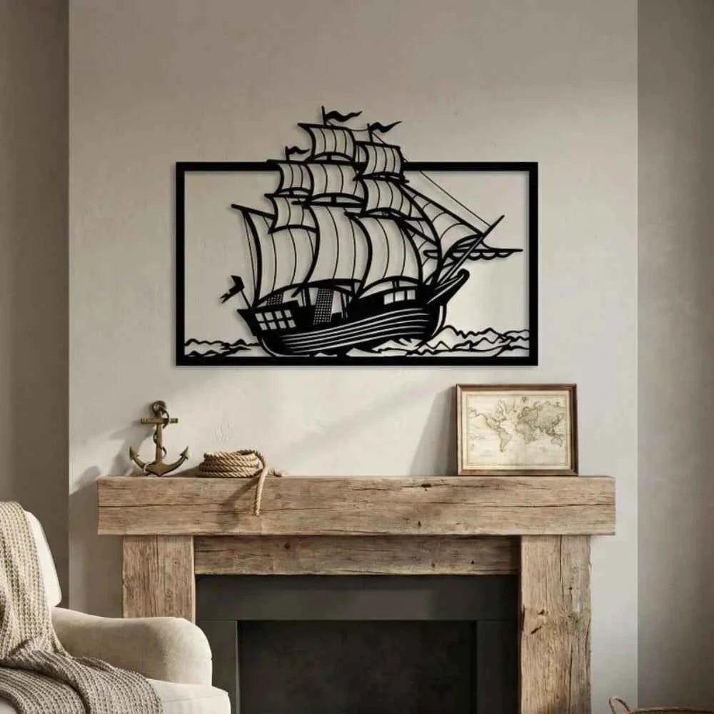 Metal Sailboat Wall Art, Coastal Nautical Home Decor for Marine Entry Sign