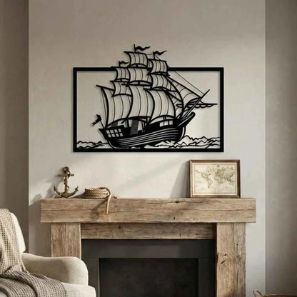 Metal Sailboat Wall Art, Coastal Nautical Home Decor for Marine Entry Sign