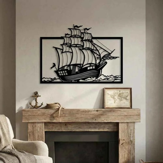 Metal Sailboat Wall Art, Coastal Nautical Home Decor for Marine Entry Sign