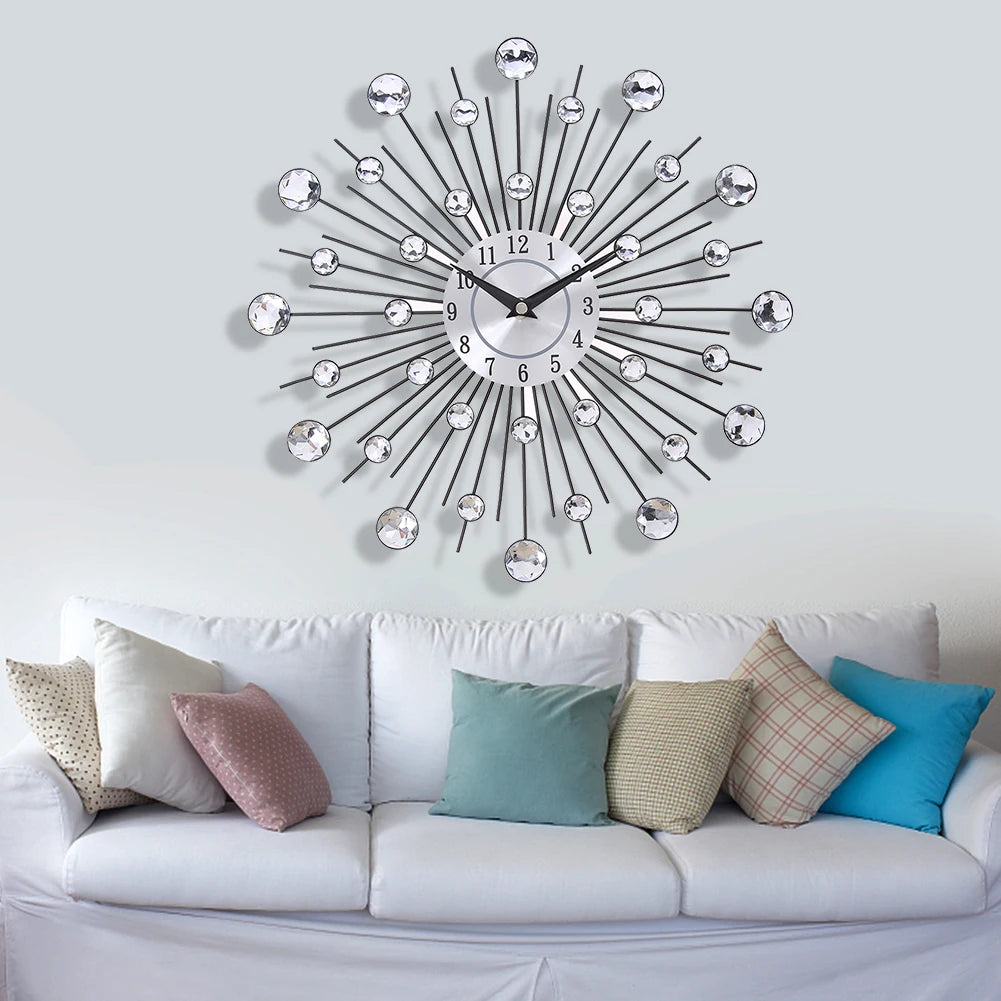 DIY Modern Design Large Wall Clock Quartz Movement Hanging Circle Decor Battery Powered Jeweled Artistic Clock for Living Room    Home Decor Supply | Online Retail | ShoreShopper.com