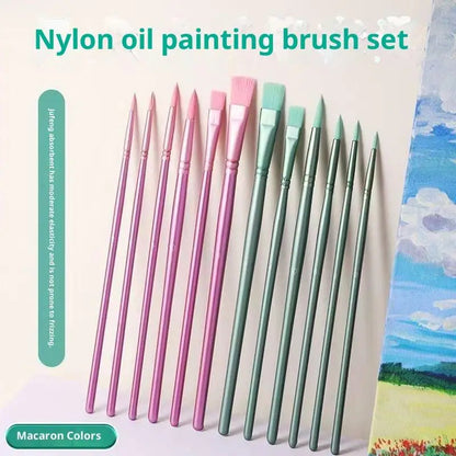♥Nylon Bristle Wooden Handle Pointed And Flat Watercolor Paintbrush Set For Art, Acrylic, Gouache, And Oil Painting    Home Decor Supply | Online Retail | ShoreShopper.com