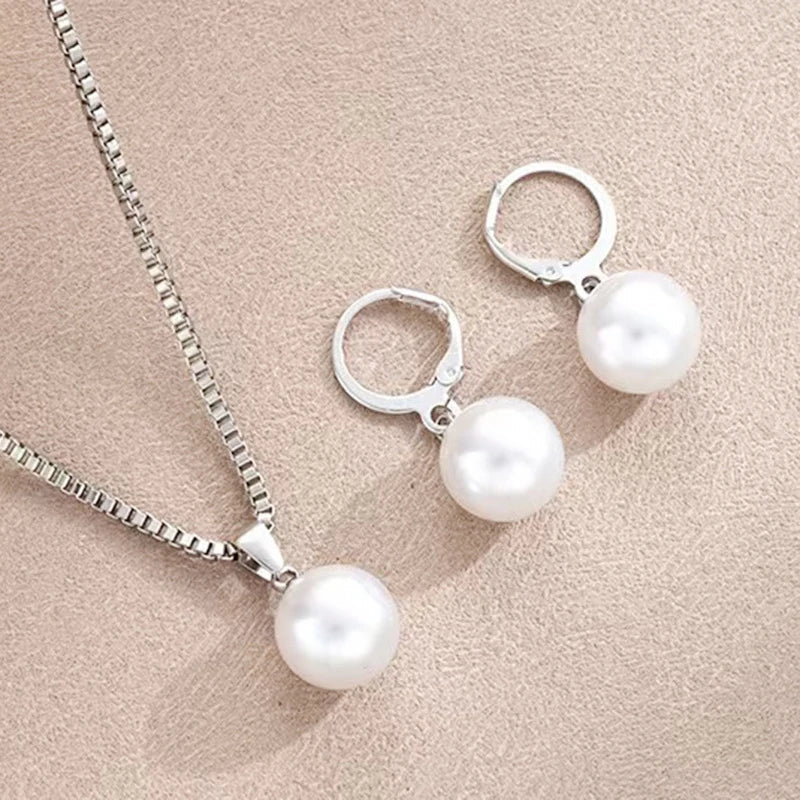 2 Pieces Of Round Pearl Jewelry Set, Earrings, Pendants, Necklaces, Ladies' Exquisite And Fashionable Wedding Jewelry Set,Gifts    Home Decor Supply | Online Retail | ShoreShopper.com
