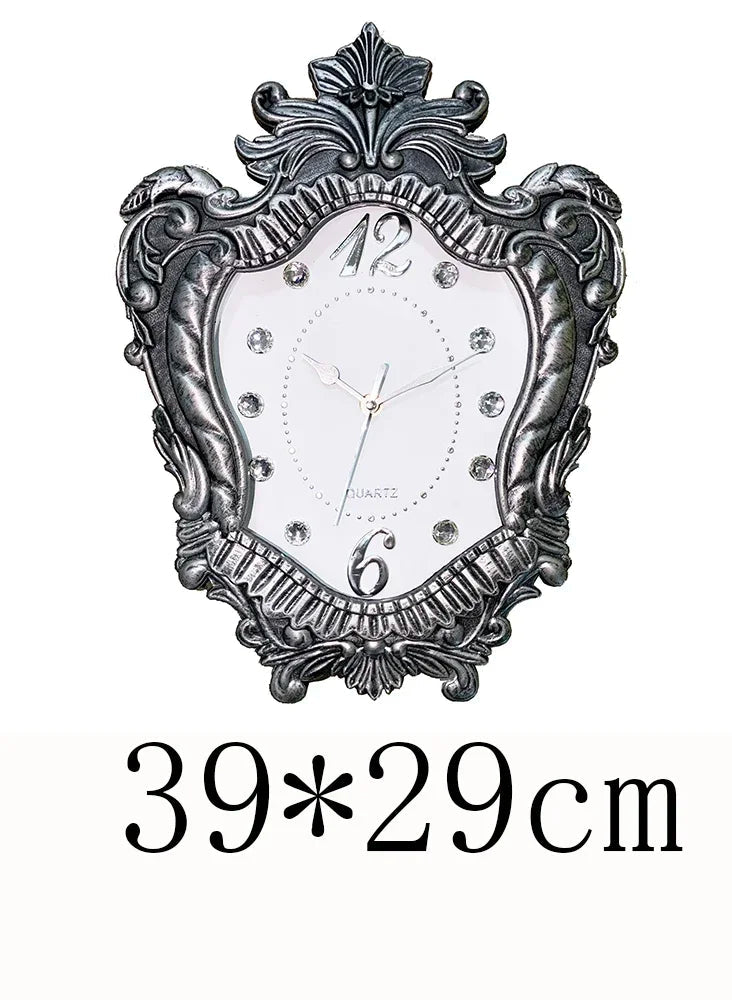 14" Vintage European Court elegance classical Style Wall Clock with Electroplated Black Gold/Silver & Roman Numerals for bedroom    Home Decor Supply | Online Retail | ShoreShopper.com