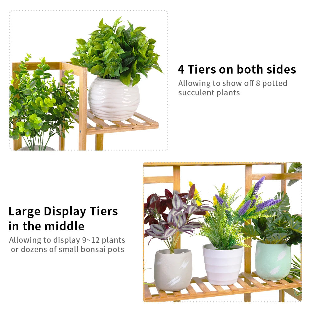 Multi-Tiered Bamboo Plant Stand Indoor Outdoor Flower Pot Holder Rack for Garden Balcony Living Room    Home Decor Supply | Online Retail | ShoreShopper.com