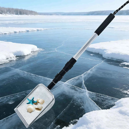Beach Toy Set, Equipped with 2 Adjustable Stainless Steel Beach Shovels, Hourglass, Shell Collector, Long Handle Telescopic