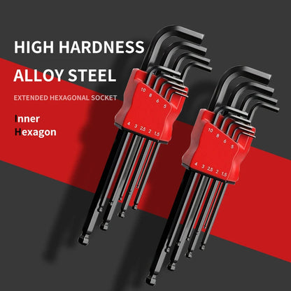 Professional 10-Piece Hex Key Set - Metric & SAE - CR-V Steel Allen Wrenches with Ball End    Home Decor Supply | Online Retail | ShoreShopper.com