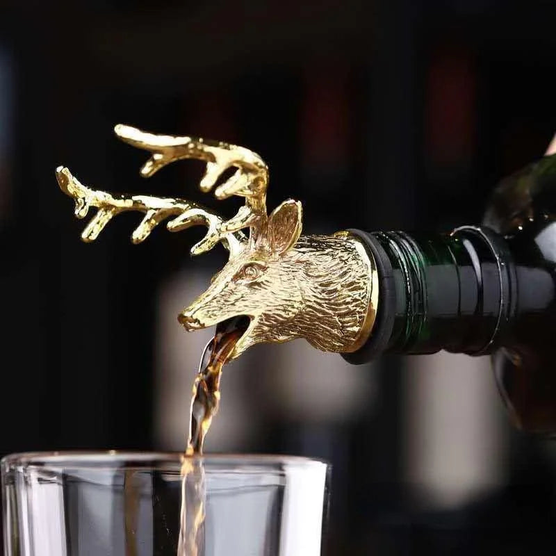 Zinc Alloy Steel Deer Stag Head Wine Pourer Unique Rhinoceros Lion Wine Bottle Stoppers Wine Aerators Bar Tools - ShoreCo.Shop