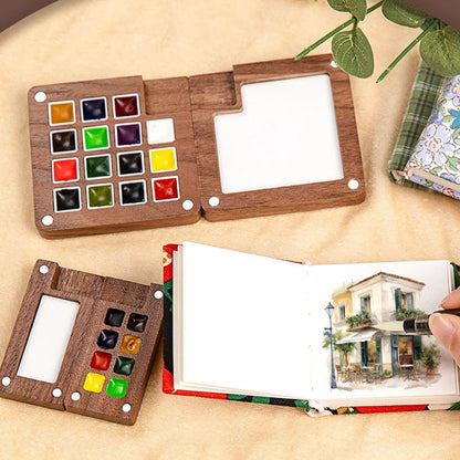 1pc Art Supplies Sketchbook Palette Mini Walnut Wood Watercolor Palette Portable Paint Box With Clip Travel Painting Paint Tray    Home Decor Supply | Online Retail | ShoreShopper.com