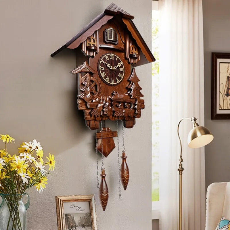 Antique Classic Solid Wood Hand-carved Cuckoo Wall Clock, Children's Music, Hour Announcement Swinging Creative Clock    Home Decor Supply | Online Retail | ShoreShopper.com