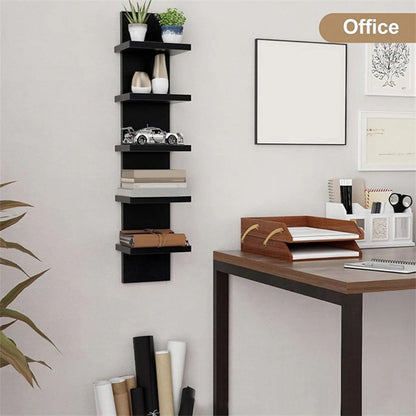 5 Layers Wall-Mounted Wood Bookshelf Storage Rack Board Shelf Organize Floating Shelf For Office Living Room Decor For Books    Home Decor Supply | Online Retail | ShoreShopper.com