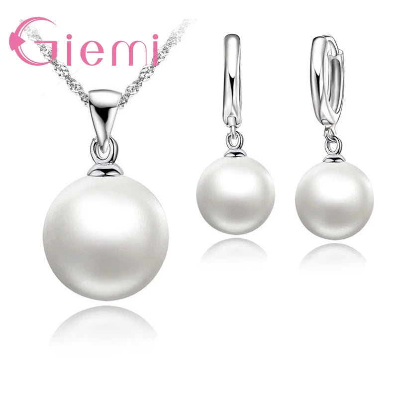 3 Color Option White/Black/Pink Pearl Jewelry Sets Luxury 925 Sterling Silver Necklace Pendant Earrings Set for Women Gift    Home Decor Supply | Online Retail | ShoreShopper.com