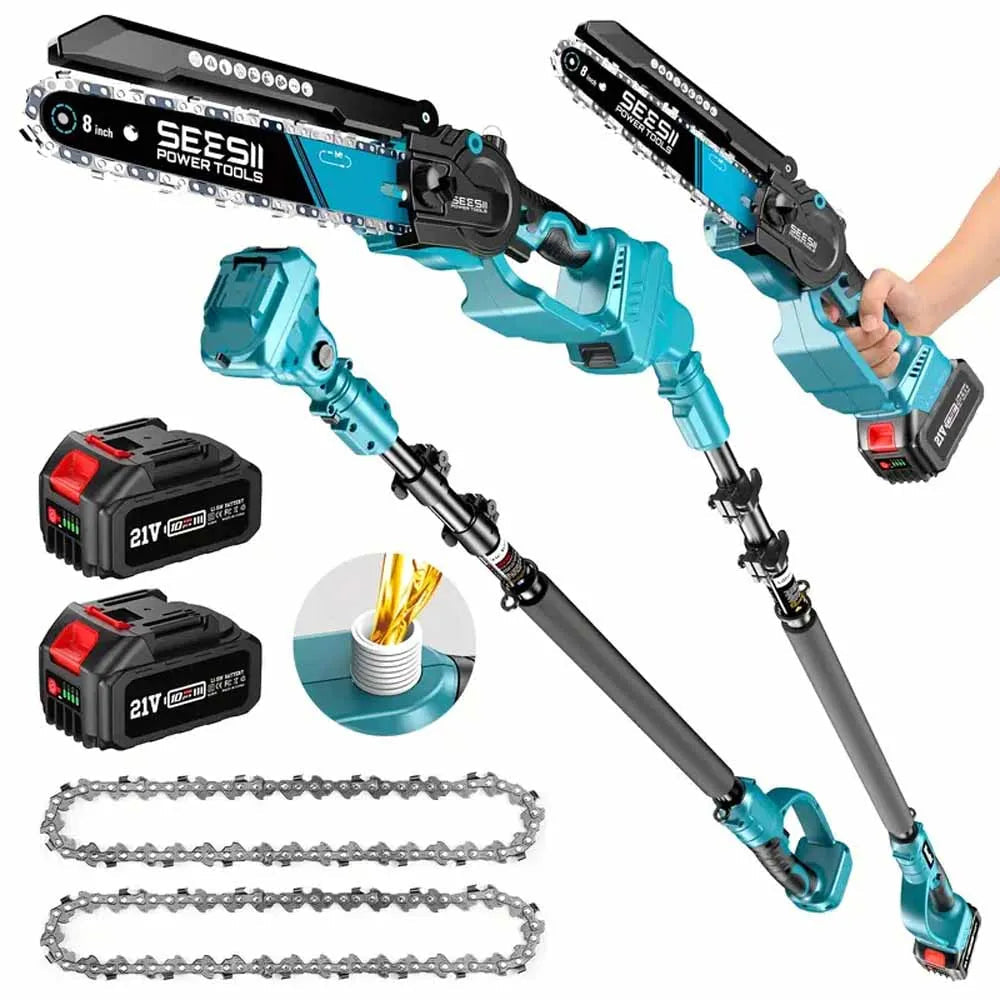 Seesii 2 in 1 Cordless 6" 8'' Pole Saw Mini Chainsaw Power Electric Polesaw Chain Saw with Extension Pole for Tree Trimming    Home Decor Supply | Online Retail | ShoreShopper.com