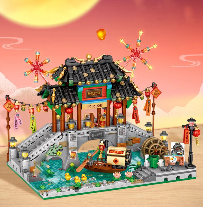 LOZ 1923 Street View Lantern Festival Pavilion Building Block Set - ShoreCo.Shop