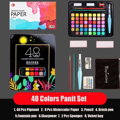 Watercolor Painting  48 Colors Solid Water Color Paint With Brush&Paper Drawing Set Art Supplies for Artists Beginner    Home Decor Supply | Online Retail | ShoreShopper.com