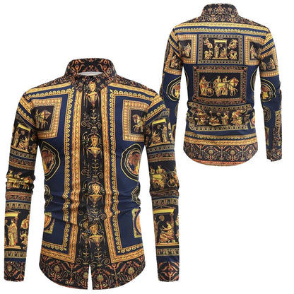 Baroque Floral Royal Shirts Men Luxury Print Designer Tops Paisley Pattern Flowers Fashion Western Long Sleeve Shirt Camisas    Home Decor Supply | Online Retail | ShoreShopper.com