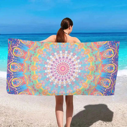 1pc Bohemian beach towel, ultra-fine fiber quick drying beach towel, multifunctional beach towel for beach swimming and vacation