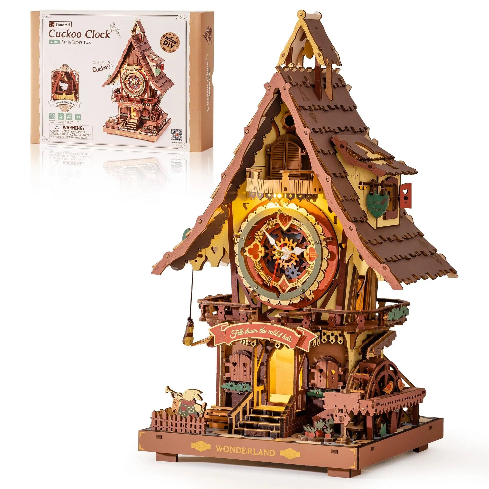 Robotime ROKR Cuckoo Clock Mechanical 3D Wooden Puzzle Christmas Cuckoo Clock Building Kit Holiday DIY Project for Teens Adults    Home Decor Supply | Online Retail | ShoreShopper.com