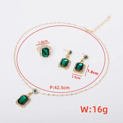 4PCS Sets Exquisite Quadrate Rhinestone Necklace Earrings Ring Jewelry Set Charm Ladies Jewelry Fashion Bridal Gifts    Home Decor Supply | Online Retail | ShoreShopper.com