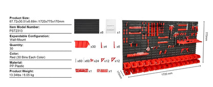 SucceBuy 30Bin Wall Mounted Storage Bins Parts Rack Organizer Garage with Wall Panels Hooks Plastic Shop Tool for Screw Nails    Home Decor Supply | Online Retail | ShoreShopper.com