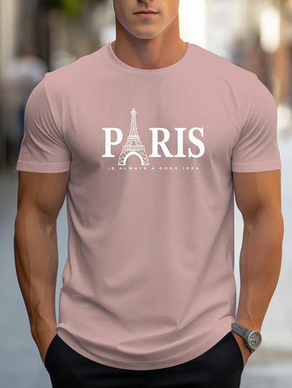 Summer Men's T Shirt Short Sleeve Paris Pattern Print Casual O-Neck Oversized Pullover Fashion Streetwear Male Clothing T-Shirts    Home Decor Supply | Online Retail | ShoreShopper.com