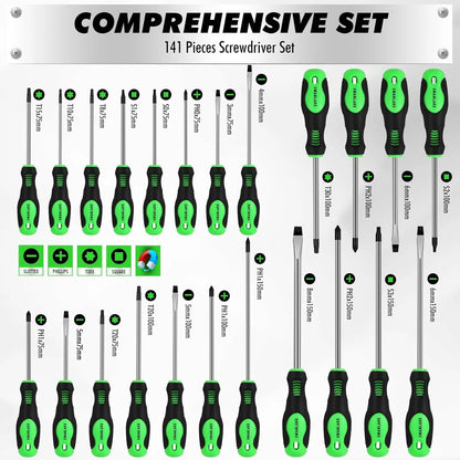 141-Piece Magnetic Screwdriver Set with Torx, Phillips, Hex Keys, Ratchet Handle & Bits for DIY Tools Gift    Home Decor Supply | Online Retail | ShoreShopper.com