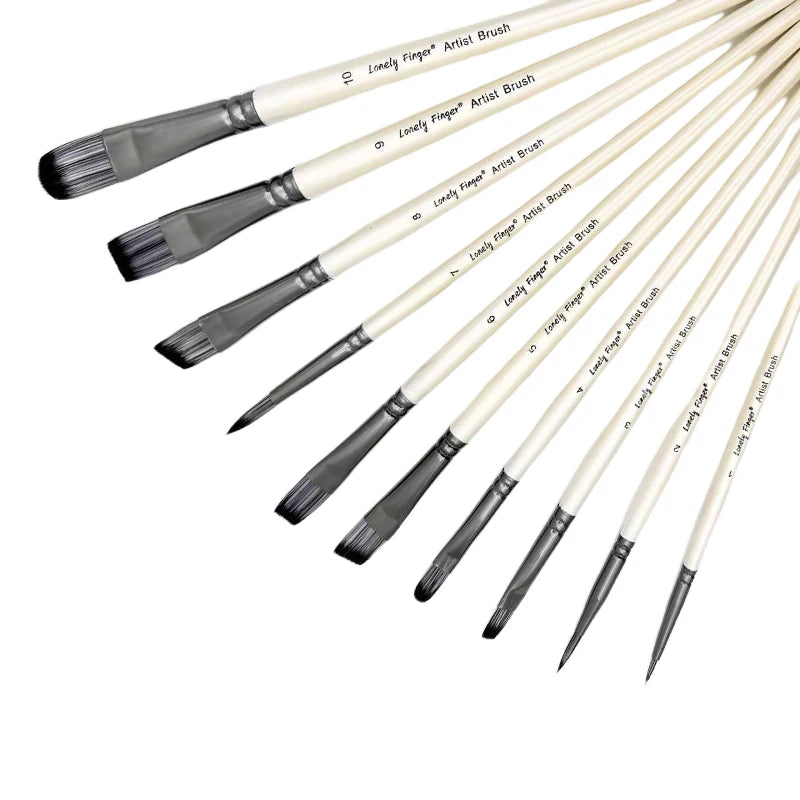 Paint Brush Set，10pcs Artist Brushes for Painting with Round,Flat,Angle,Filbert ,Professional Art Quality on Canvas, Wood, Face    Home Decor Supply | Online Retail | ShoreShopper.com