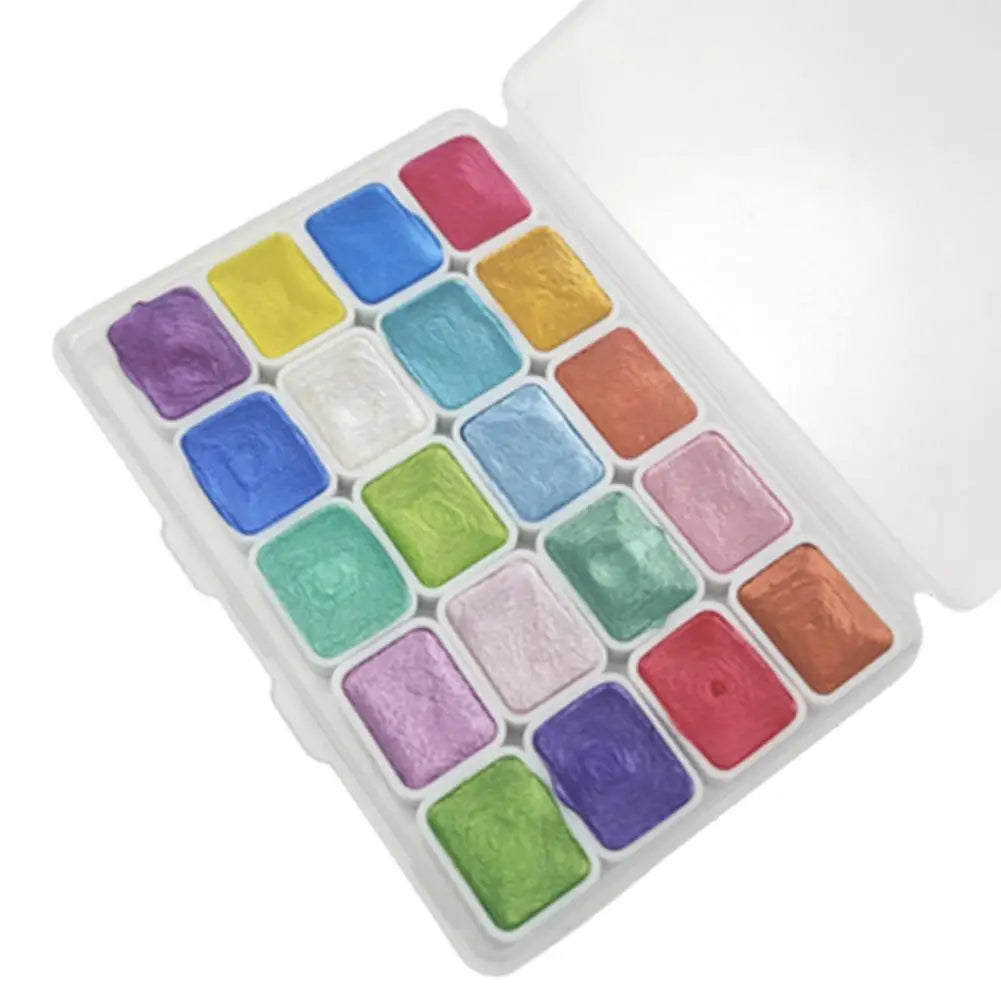 20 Colors Pearlescent Solid Watercolor Painting Set Portable Box Shiny Metal Painting Art Supplies Pigment Palette Drawing Tools    Home Decor Supply | Online Retail | ShoreShopper.com