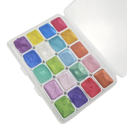 20 Colors Pearlescent Solid Watercolor Painting Set Portable Box Shiny Metal Painting Art Supplies Pigment Palette Drawing Tools    Home Decor Supply | Online Retail | ShoreShopper.com