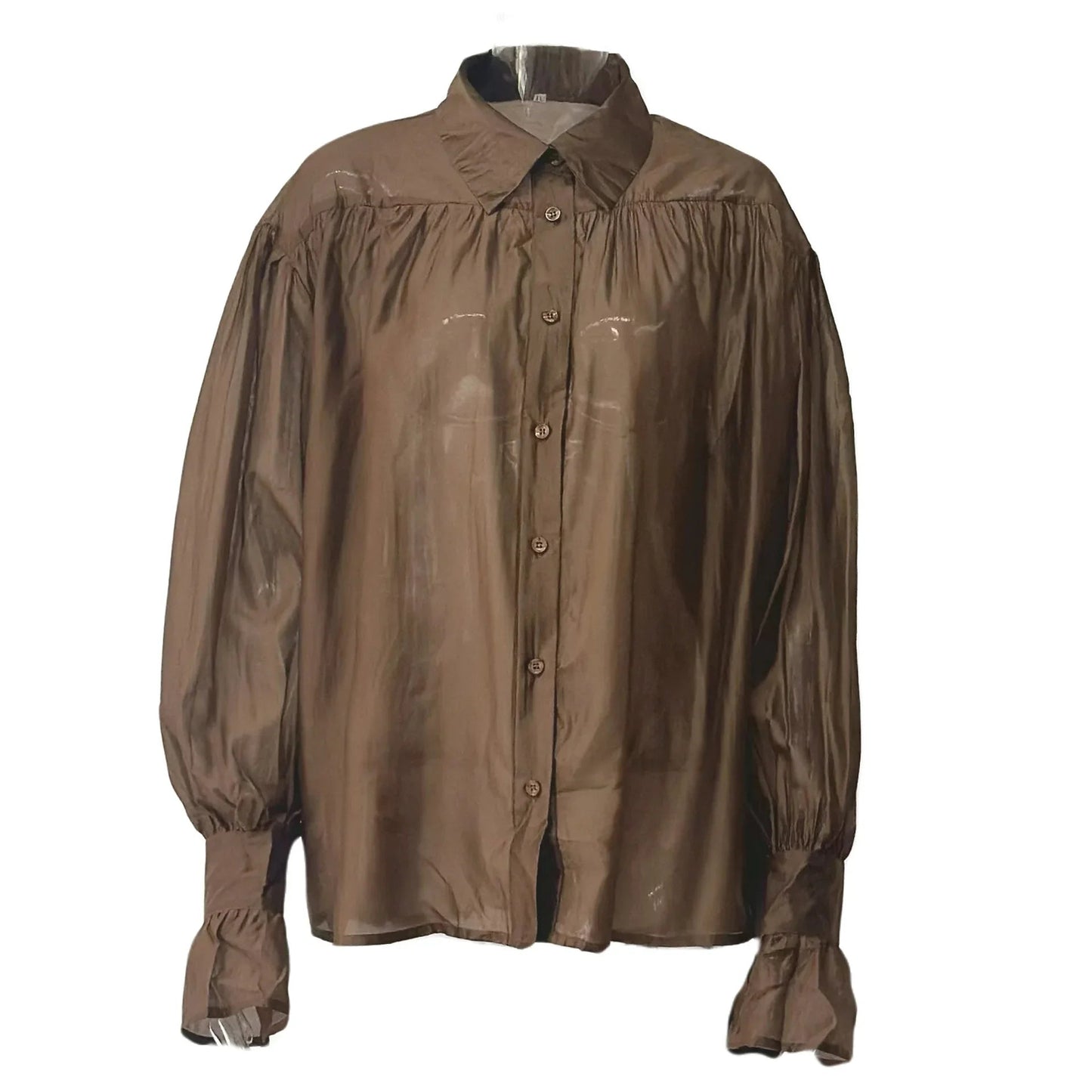 Women's Shirt Long Sleeve Turn-down Collar Sexy See-through Loose Button Women Shirts Beach Style Simple Solid Color Casual Tops    Your Coastal Marketplace | Shoreshopper.com