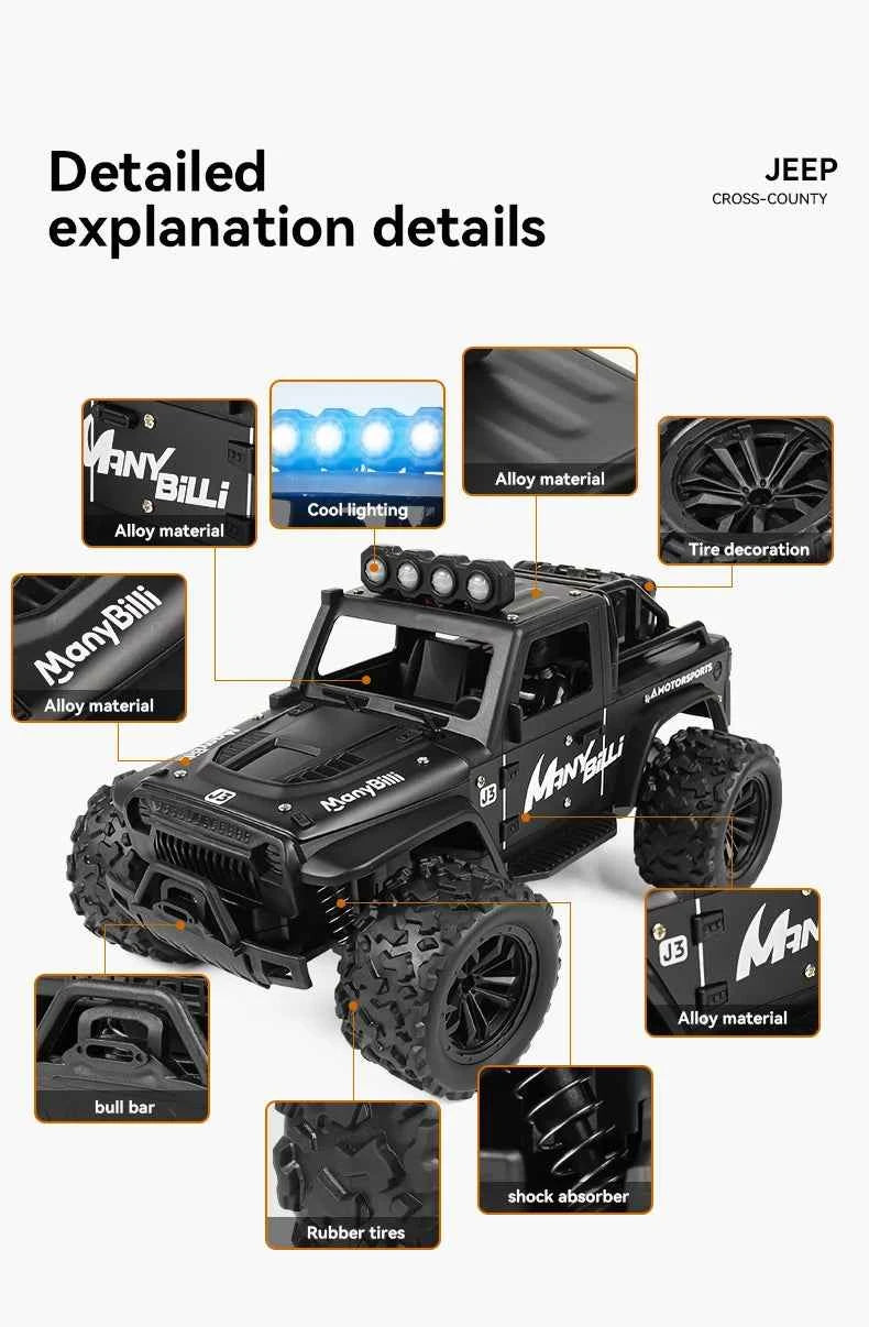 RC Off road Truck 1/16 4WD RTR Durable Beginner All Terrain RC Car High Speed 20Km/h Remote Control Monster Truck Adult Gift Toy