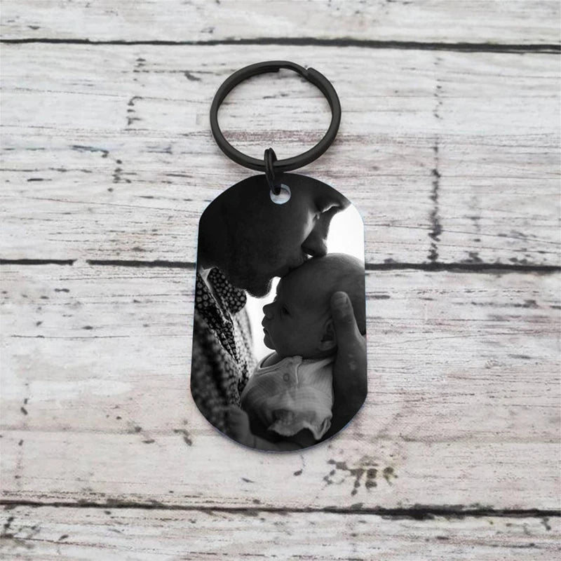 Father's Day Custom Photo Keychain Commemorative The Day You Became My Daddy Stainless Steel Keyring Personalized Gift For Daddy    Your Coastal Marketplace | Shoreshopper.com