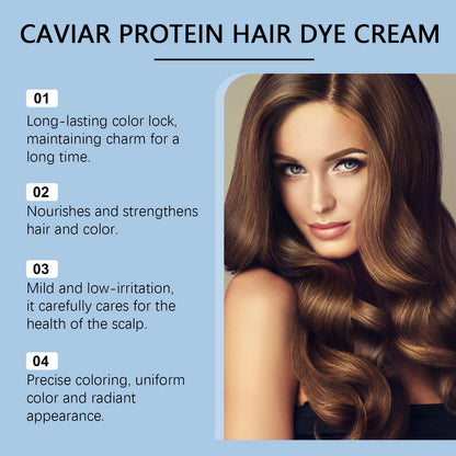 Caviar Protein Hair Dye Shampoo Gray White Hair Color Treatment Smoothing Nourishing Fast Natural Herbal Color Hair Cream 500ml - ShoreCo.Shop