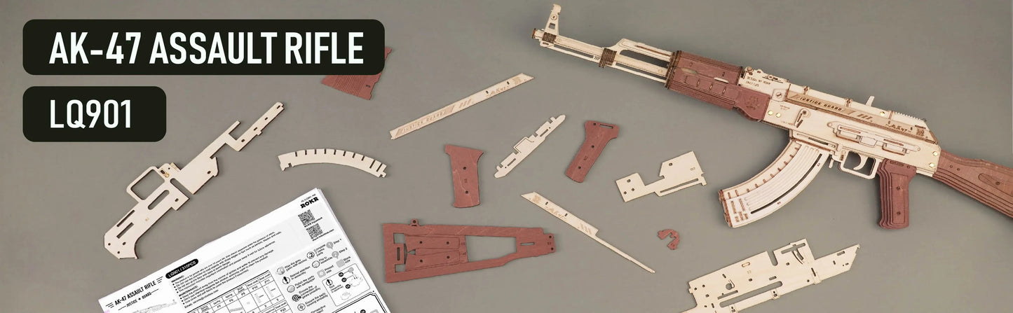 Robotime Rokr Automatic Rifle AK47 3D Wooden Gun Funny DIY Building Block Toys for Kids Adults Justice Guard Wooden PuzzleLQ901    Home Decor Supply | Online Retail | ShoreShopper.com