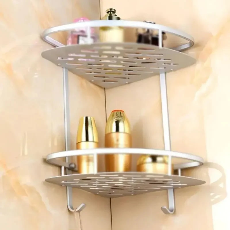Bathroom Shelf Screws Fixed Durable Aluminum 2 Tiers Shower Shelf Kitchen Storage Holder Shampoo Soap Cosmetic Organizer Shelf    Home Decor Supply | Online Retail | ShoreShopper.com
