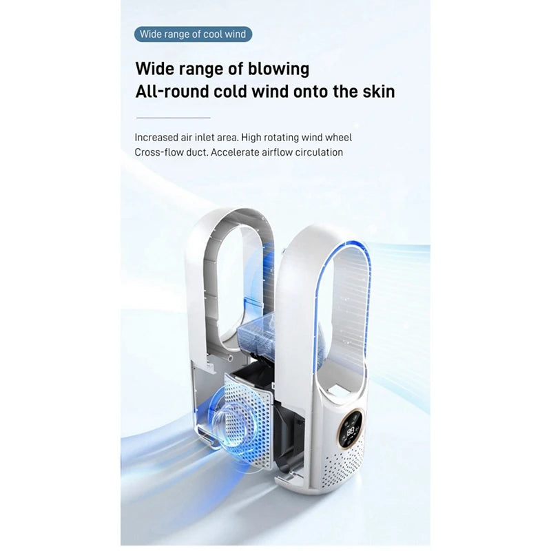 Portable USB Air Cooler Leafless Electric Fan 6 Speed Silent Timer Air Conditioner Cooling Fan Humidifier Conditioning Fan - ShoreCo.Shop