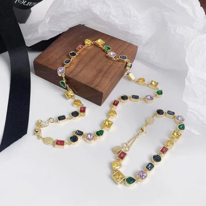 Luxury Fashion Women's Jewelry Colored Gems Set Sterling Silver Necklace Bracelet Plated With 18K Rose Gold Banquet Party    Home Decor Supply | Online Retail | ShoreShopper.com