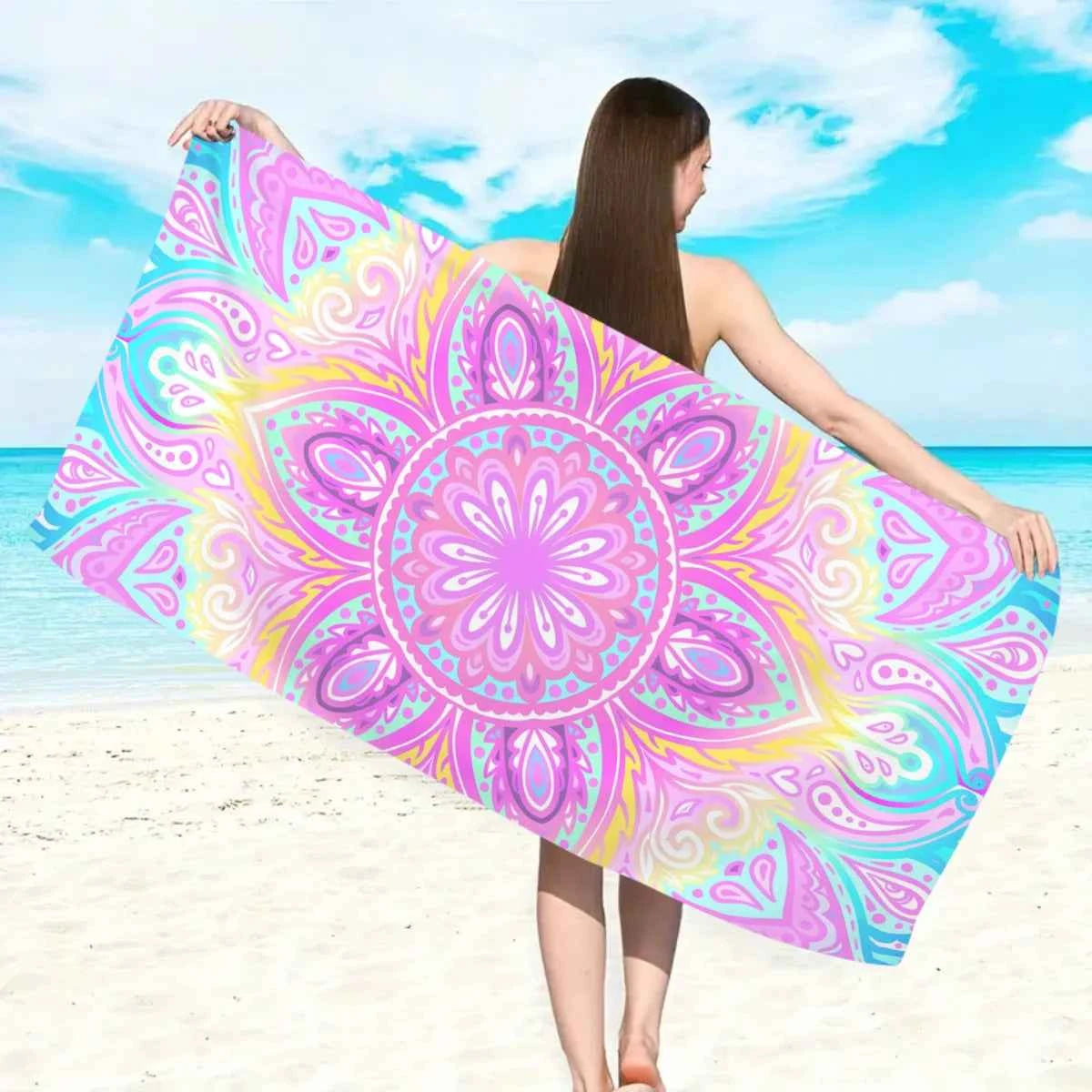1pc Bohemian beach towel, ultra-fine fiber quick drying beach towel, multifunctional beach towel for beach swimming and vacation