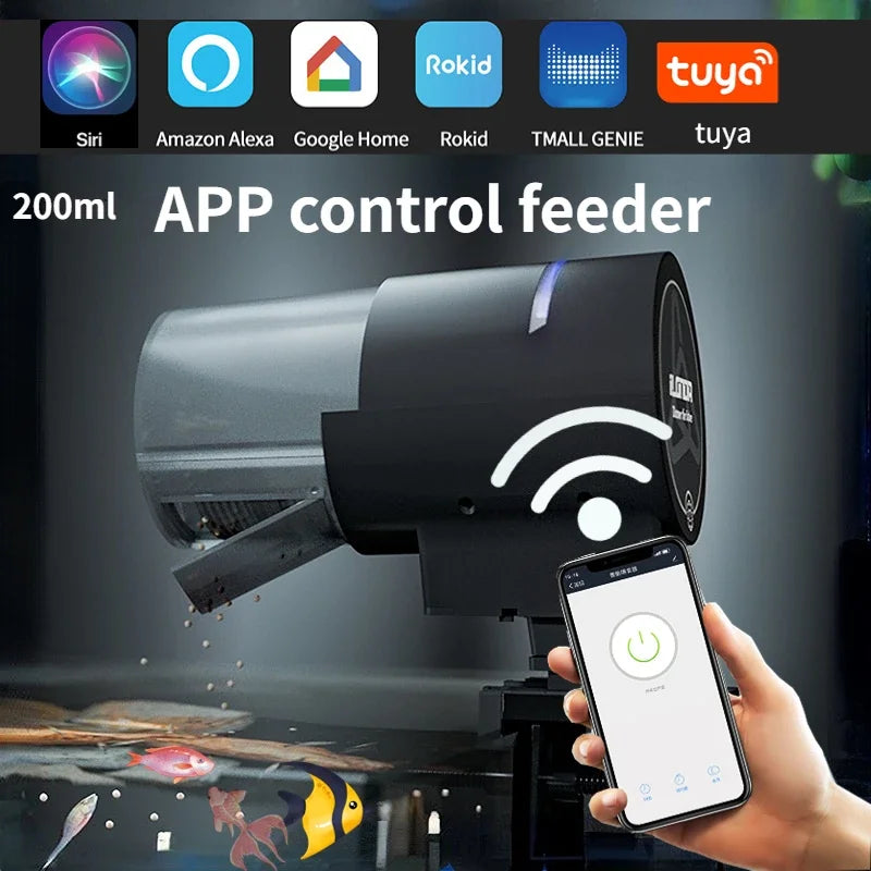 Automatic Aquarium Fish Tank Feeder Timing/Wifi Wireless Smart Phone App Intelligent Speaker Voice Remote Control Fish Feeding - ShoreCo.Shop